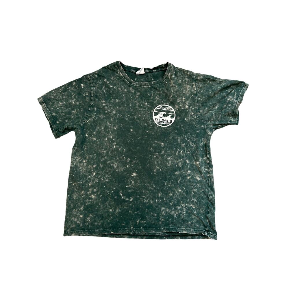 Green Tie Dye Shirt With Great Lakes Design Key North US Vintage